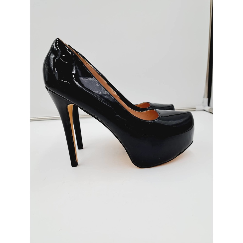 NWOB Dream Pairs Black Pantent Faux leather hidden Platform Stilletto Heel 10